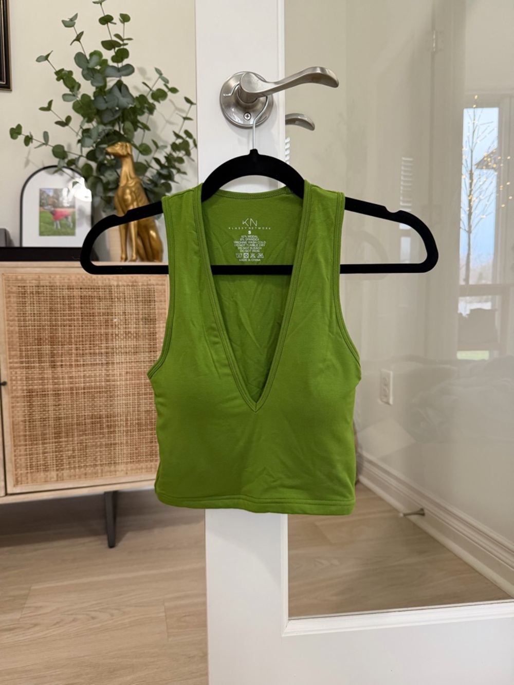 Klassy Network Green V-Neck Tank Top